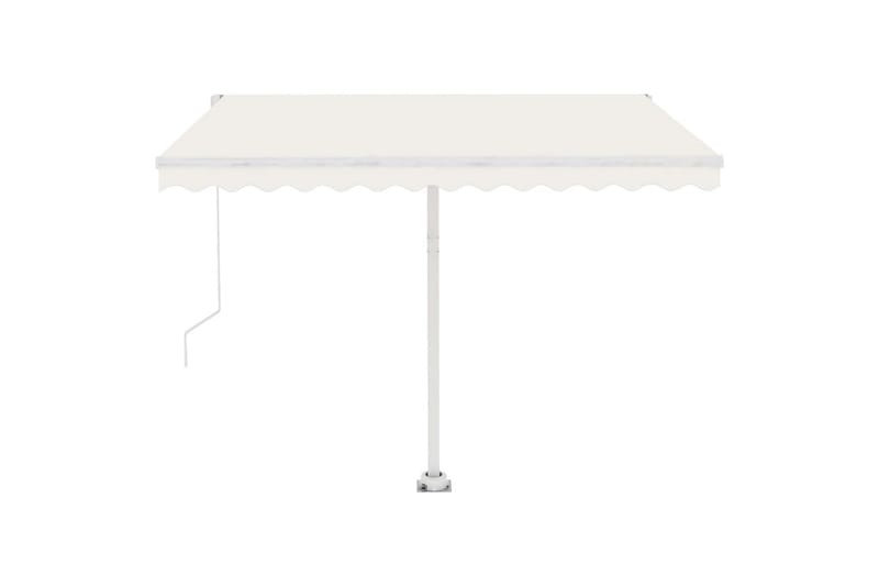 Manuell uttrekkbar markise med LED 300x250 cm kremhvit - Krem - Hagemøbler - Solbeskyttelse - Markiser - Balkongmarkise