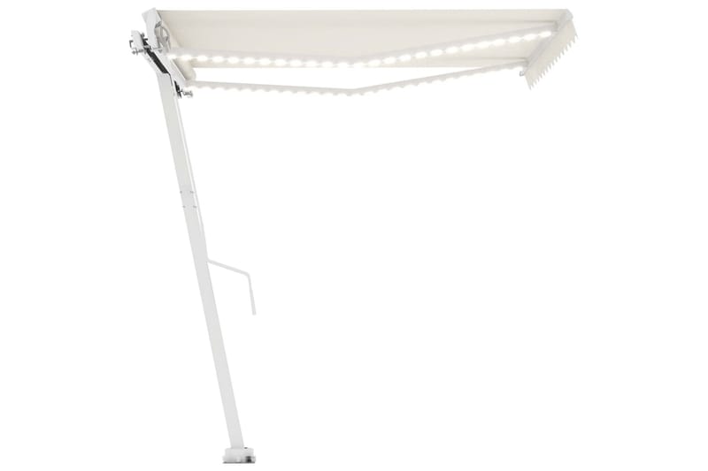 Manuell uttrekkbar markise med LED 300x250 cm kremhvit - Krem - Hagemøbler - Solbeskyttelse - Markiser - Balkongmarkise