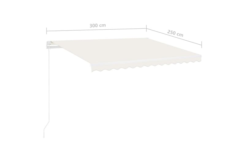 Manuell uttrekkbar markise med LED 300x250 cm kremhvit - Krem - Hagemøbler - Solbeskyttelse - Markiser - Balkongmarkise