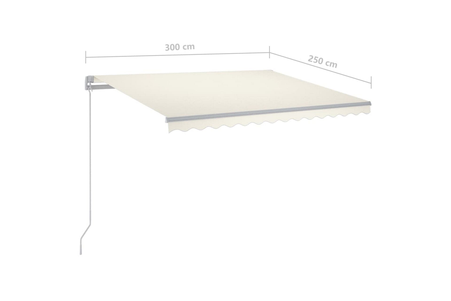Manuell uttrekkbar markise med LED 300x250 cm kremhvit - Krem - Hagemøbler - Solbeskyttelse - Markiser - Balkongmarkise