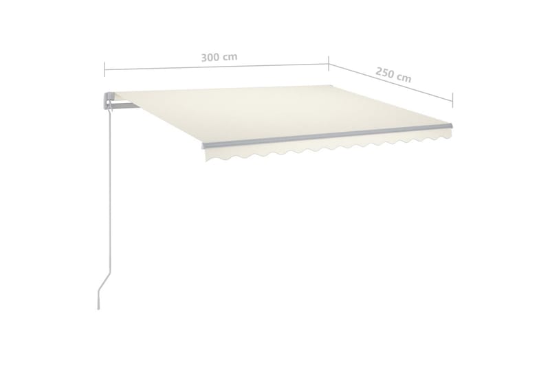 Manuell uttrekkbar markise med LED 300x250 cm kremhvit - Krem - Hagemøbler - Solbeskyttelse - Markiser - Balkongmarkise