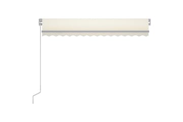 Manuell uttrekkbar markise med LED 300x250 cm kremhvit - Krem - Hagemøbler - Solbeskyttelse - Markiser - Balkongmarkise