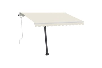 Manuell uttrekkbar markise med LED 300x250 cm kremhvit - Krem - Hagemøbler - Solbeskyttelse - Markiser - Balkongmarkise
