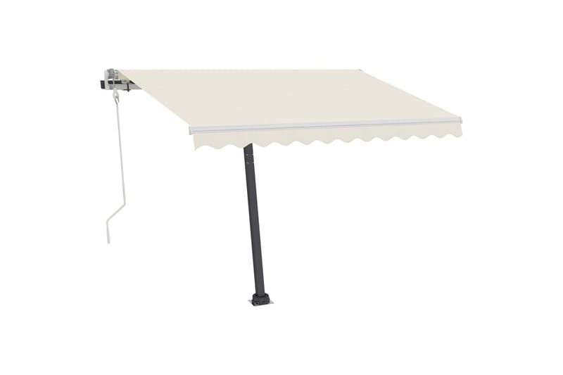 Manuell uttrekkbar markise med LED 300x250 cm kremhvit - Krem - Balkongmarkise - Markiser - Terrassemarkise