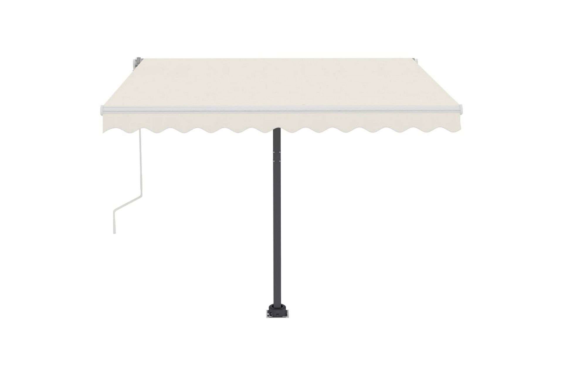 Manuell uttrekkbar markise med LED 300x250 cm kremhvit - Krem - Hagemøbler - Solbeskyttelse - Markiser - Balkongmarkise