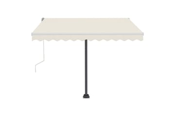Manuell uttrekkbar markise med LED 300x250 cm kremhvit - Krem - Hagemøbler - Solbeskyttelse - Markiser - Balkongmarkise
