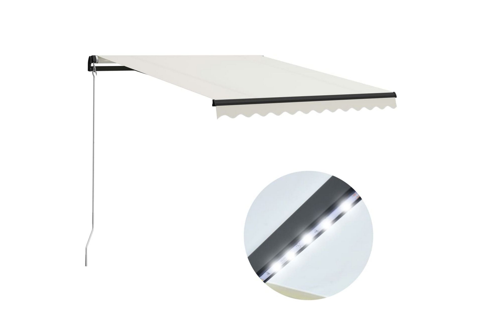 Manuell uttrekkbar markise med LED 300x250 cm kremhvit - Hagemøbler - Solbeskyttelse - Markiser - Vindusmarkise