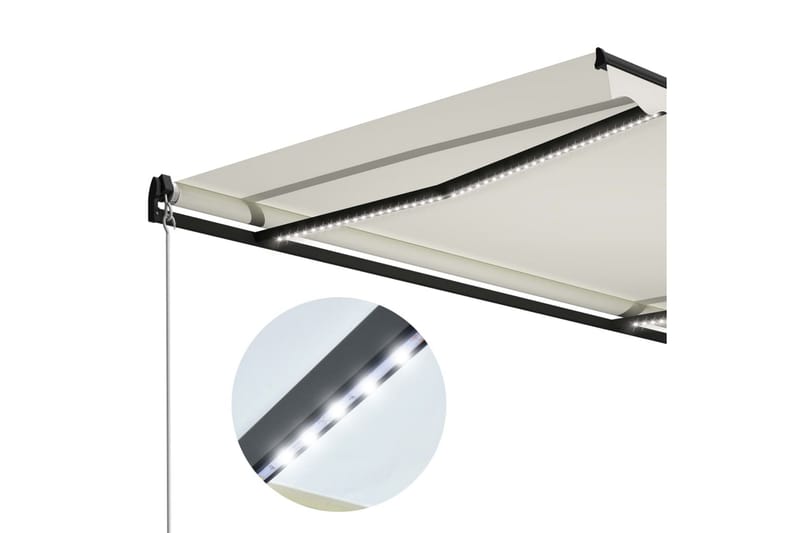 Manuell uttrekkbar markise med LED 300x250 cm kremhvit - Vindusmarkise - Markiser