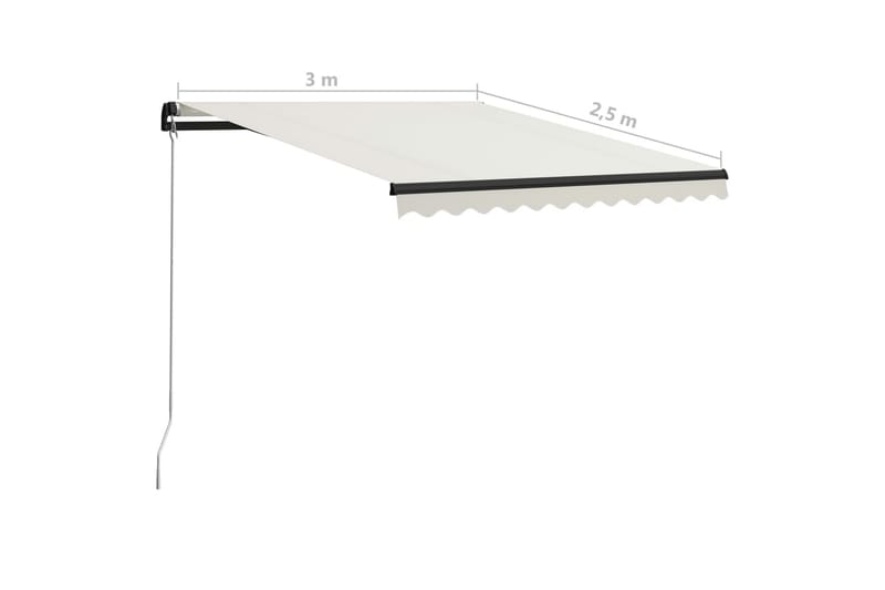 Manuell uttrekkbar markise med LED 300x250 cm kremhvit - Vindusmarkise - Markiser