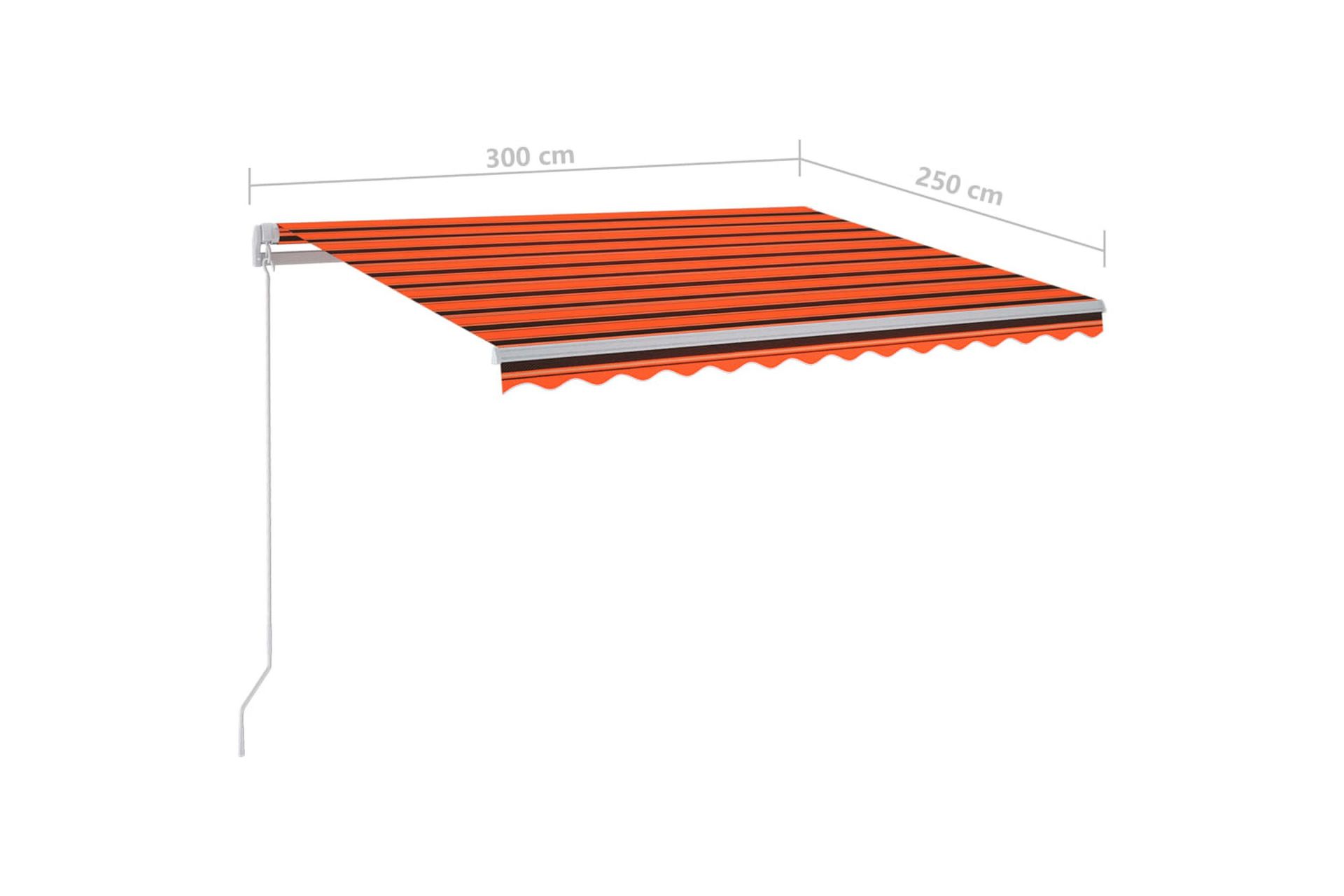Manuell uttrekkbar markise med LED 300x250 cm - Oransj - Hagemøbler - Solbeskyttelse - Markiser - Balkongmarkise