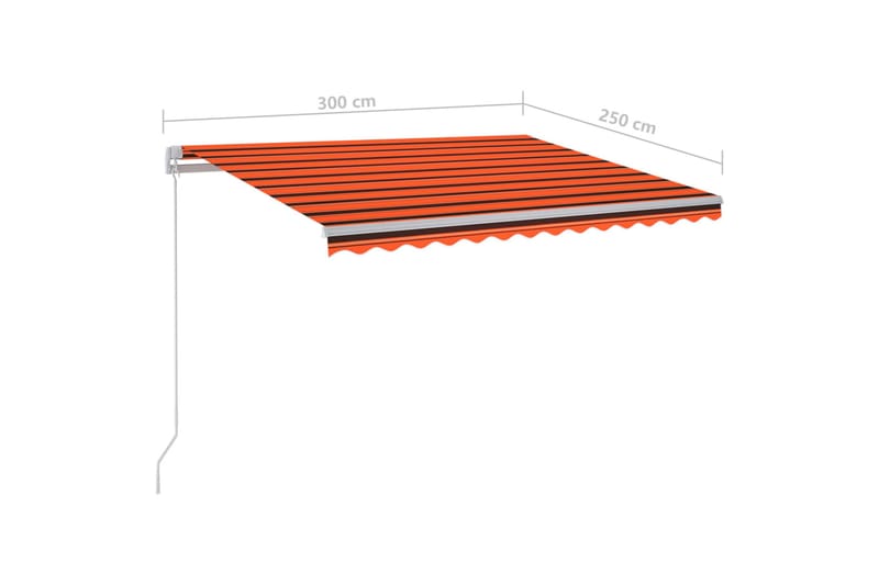 Manuell uttrekkbar markise med LED 300x250 cm - Oransj - Balkongmarkise - Markiser - Terrassemarkise