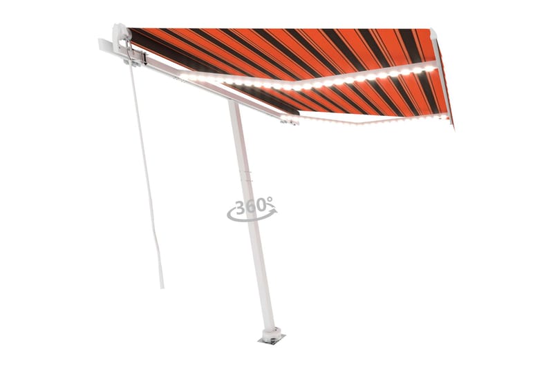 Manuell uttrekkbar markise med LED 300x250 cm - Oransj - Hagemøbler - Solbeskyttelse - Markiser - Balkongmarkise