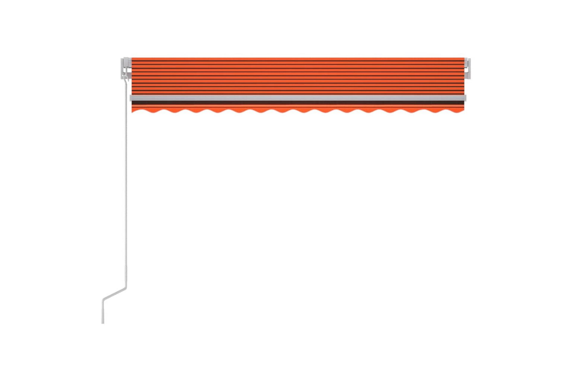 Manuell uttrekkbar markise med LED 300x250 cm - Oransj - Hagemøbler - Solbeskyttelse - Markiser - Balkongmarkise