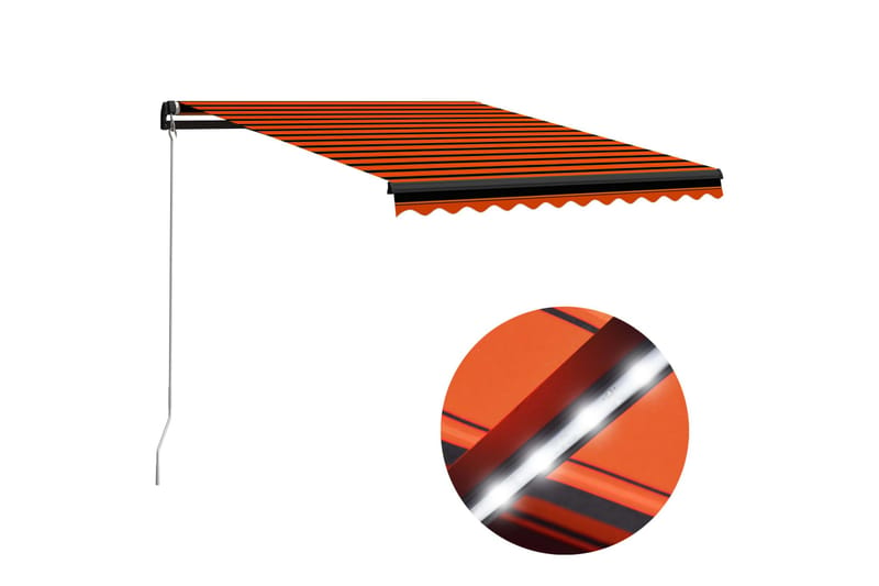 Manuell uttrekkbar markise med LED 300x250 cm oransje & brun - Vindusmarkise - Markiser - Solbeskyttelse vindu