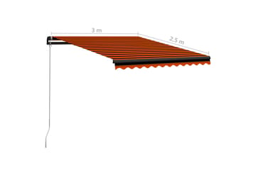 Manuell uttrekkbar markise med LED 300x250 cm oransje & brun - Hagemøbler - Solbeskyttelse - Markiser - Vindusmarkise