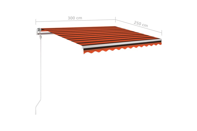 Manuell uttrekkbar markise med LED 300x250 cm oransje og bru - Oransj - Balkongmarkise - Markiser - Terrassemarkise