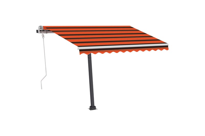 Manuell uttrekkbar markise med LED 300x250 cm oransje og bru - Oransj - Balkongmarkise - Markiser - Terrassemarkise