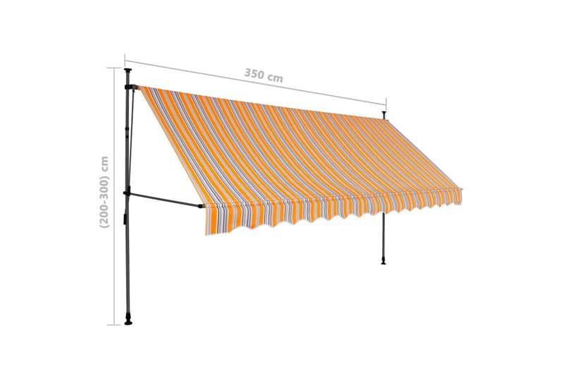 Manuell uttrekkbar markise med LED 350 cm gul og blå - Flerfarget - Hagemøbler - Solbeskyttelse - Markiser - Balkongmarkise