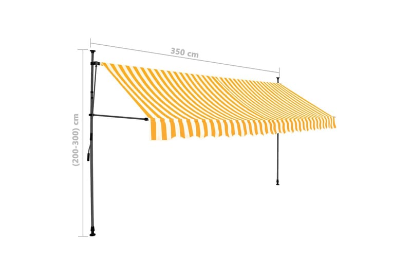 Manuell uttrekkbar markise med LED 350 cm hvit og oransje - Flerfarget - Hagemøbler - Solbeskyttelse - Markiser - Balkongmarkise