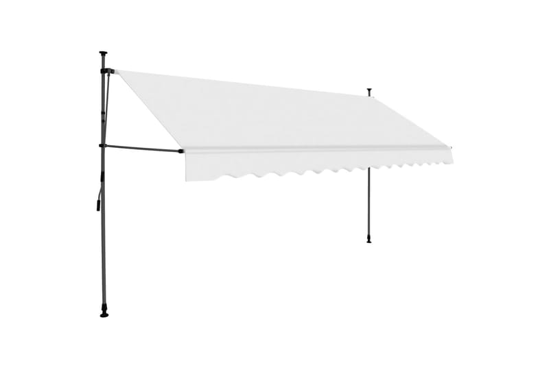 Manuell uttrekkbar markise med LED 350 cm kremhvit - Krem - Hagemøbler - Solbeskyttelse - Markiser - Balkongmarkise