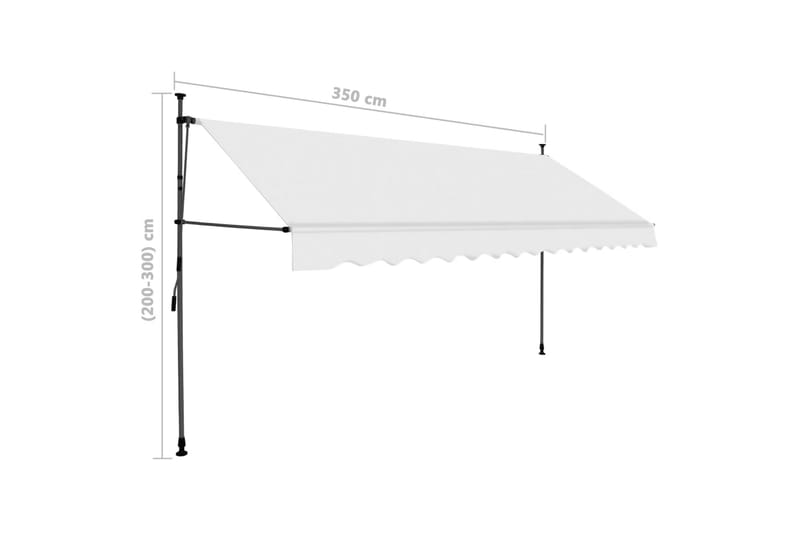 Manuell uttrekkbar markise med LED 350 cm kremhvit - Krem - Hagemøbler - Solbeskyttelse - Markiser - Balkongmarkise