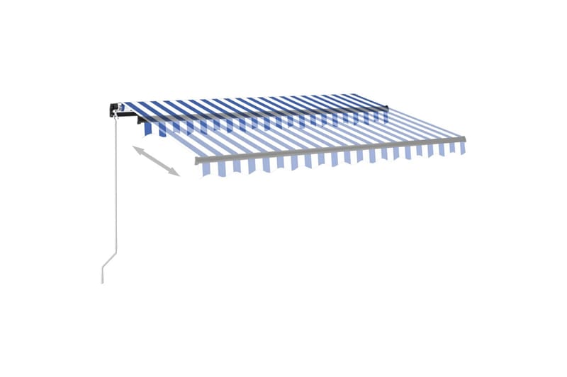 Manuell uttrekkbar markise med LED 350x250 cm blå og hvit - Blå - Hagemøbler - Solbeskyttelse - Markiser - Balkongmarkise