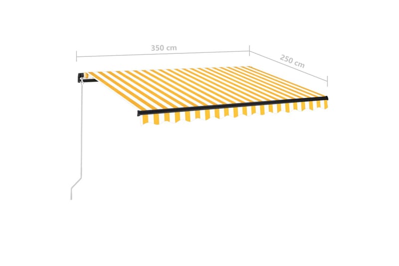 Manuell uttrekkbar markise med LED 350x250 cm gul og hvit - Gul - Balkongmarkise - Markiser - Terrassemarkise