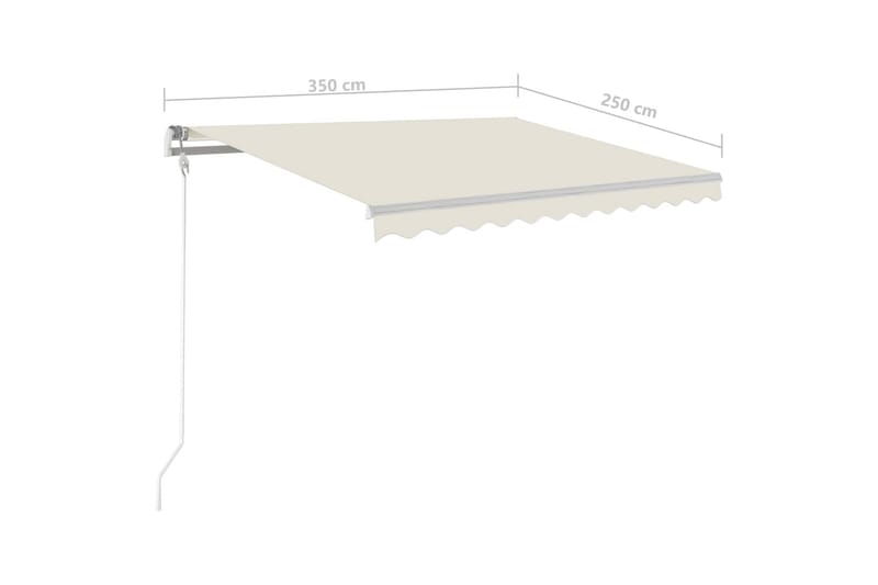 Manuell uttrekkbar markise med LED 350x250 cm kremhvit - Krem - Balkongmarkise - Markiser - Terrassemarkise