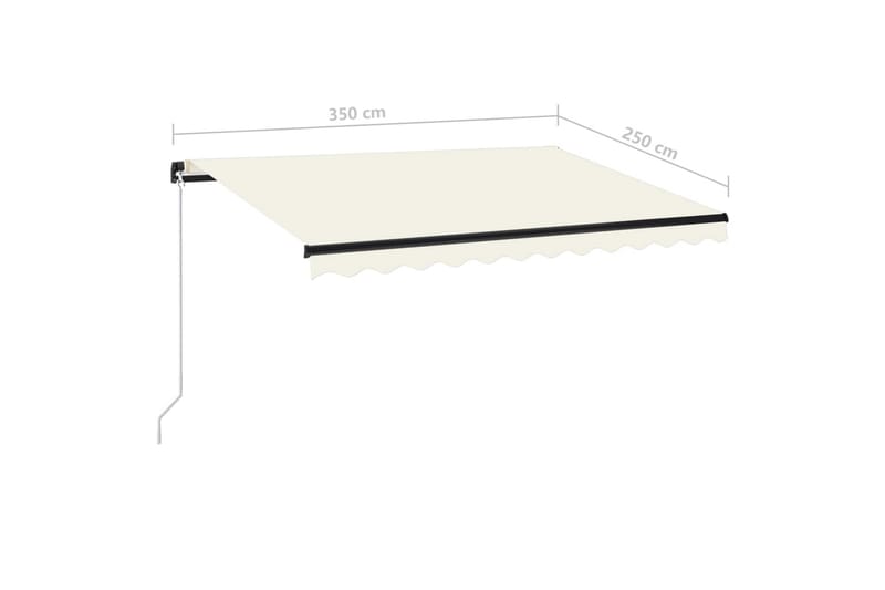 Manuell uttrekkbar markise med LED 350x250 cm kremhvit - Krem - Hagemøbler - Solbeskyttelse - Markiser - Balkongmarkise