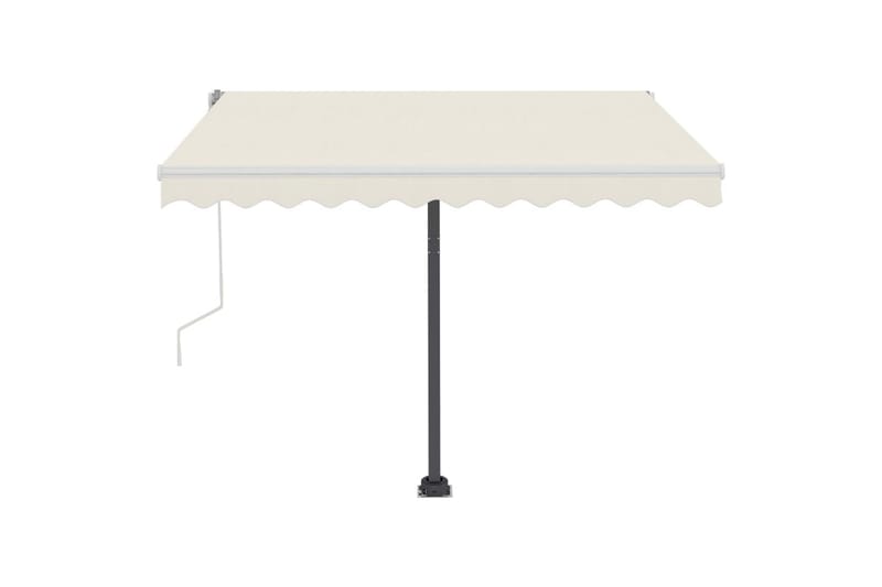 Manuell uttrekkbar markise med LED 350x250 cm kremhvit - Krem - Hagemøbler - Solbeskyttelse - Markiser - Balkongmarkise