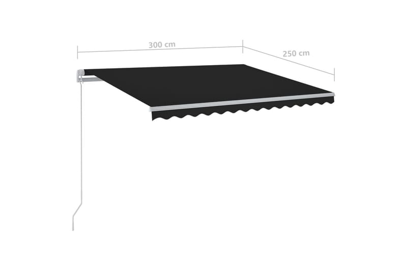 Manuell uttrekkbar markise med LED 3x2,5 m antrasitt - Balkongmarkise - Markiser - Terrassemarkise