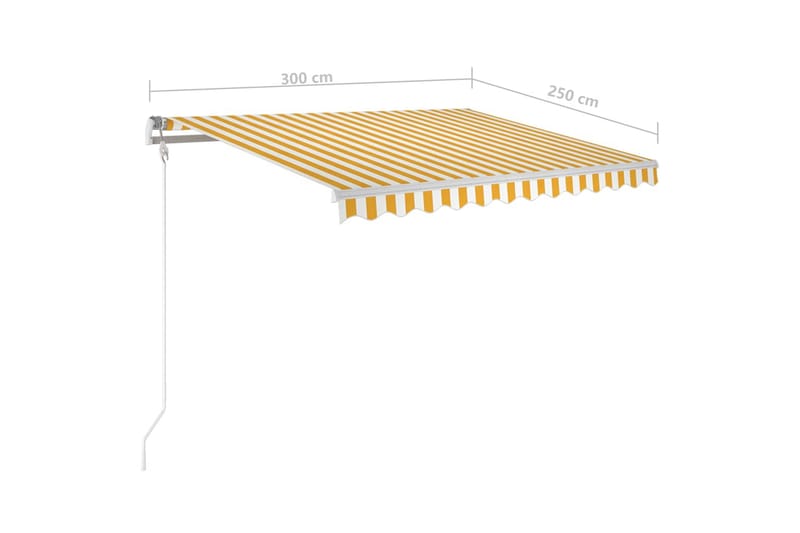 Manuell uttrekkbar markise med LED 3x2,5 m gul og hvit - Gul - Balkongmarkise - Markiser - Terrassemarkise
