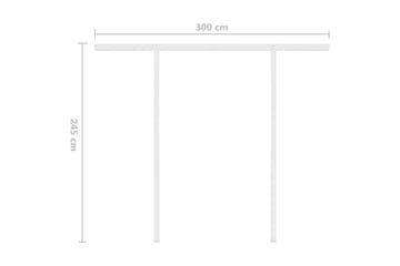 Manuell uttrekkbar markise med LED 3x2,5 m gul og hvit - Gul - Hagemøbler - Solbeskyttelse - Markiser - Balkongmarkise