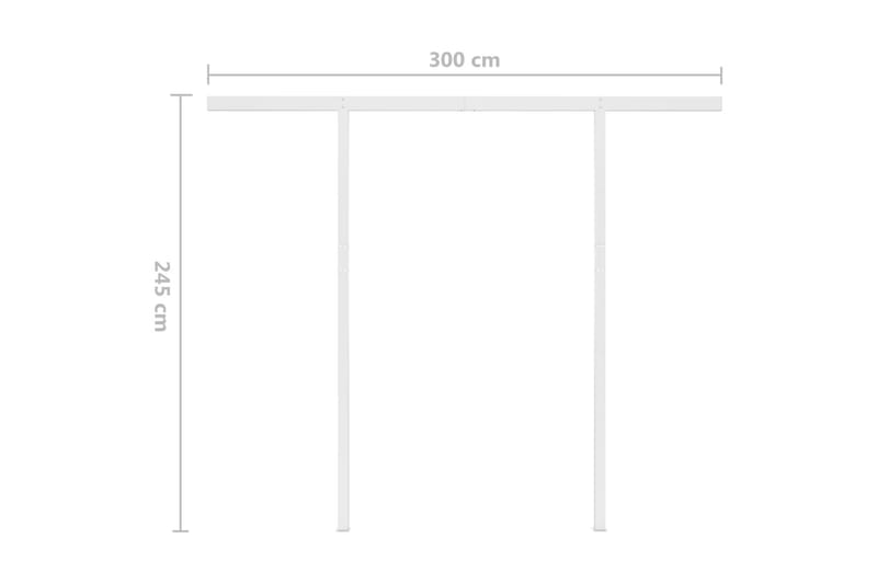 Manuell uttrekkbar markise med LED 3x2,5 m gul og hvit - Gul - Balkongmarkise - Markiser - Terrassemarkise