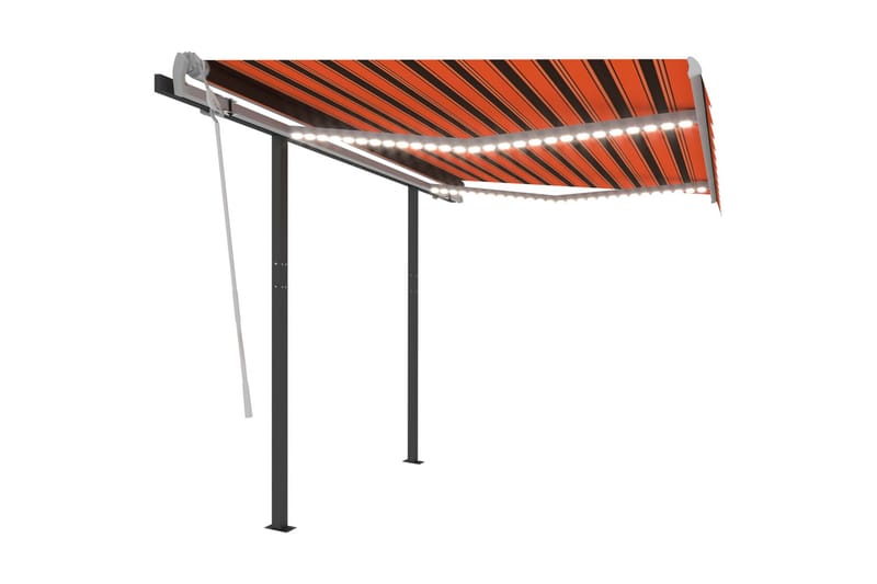 Manuell uttrekkbar markise med LED 3x2,5 m oransje og brun - Balkongmarkise - Markiser - Terrassemarkise