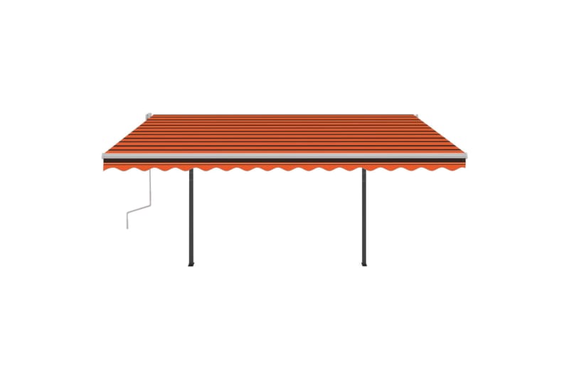 Manuell uttrekkbar markise med LED 4,5x3 m oransje og brun - Balkongmarkise - Markiser - Terrassemarkise