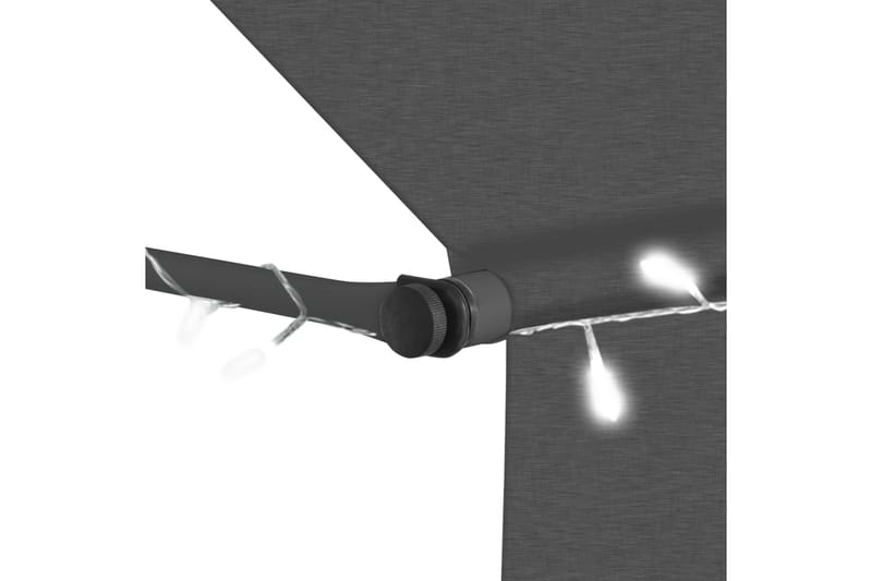 Manuell uttrekkbar markise med LED 400 cm antrasitt - Grå - Hagemøbler - Solbeskyttelse - Markiser - Balkongmarkise