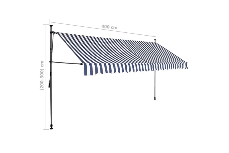 Manuell uttrekkbar markise med LED 400 cm blå og hvit - Flerfarget - Hagemøbler - Solbeskyttelse - Markiser - Balkongmarkise