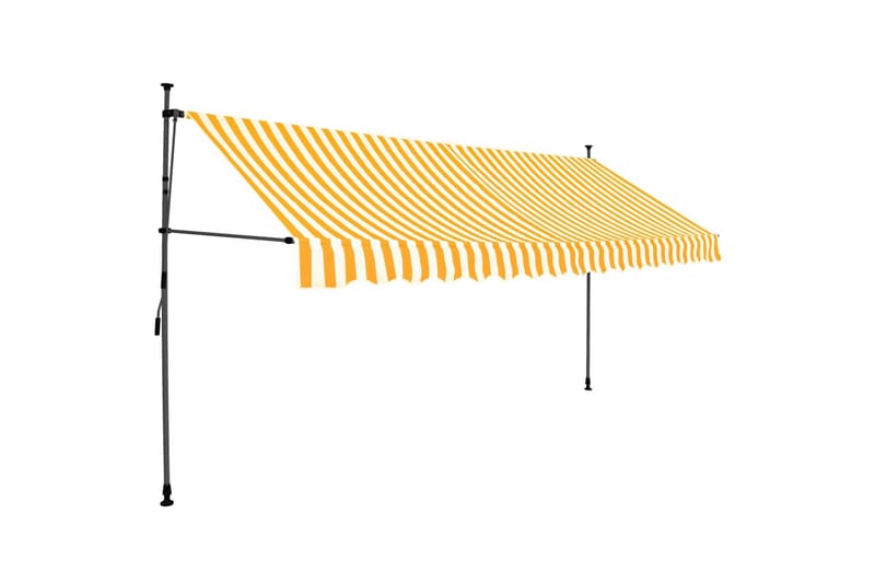 Manuell uttrekkbar markise med LED 400 cm hvit og oransje - Flerfarget - Hagemøbler - Solbeskyttelse - Markiser - Balkongmarkise