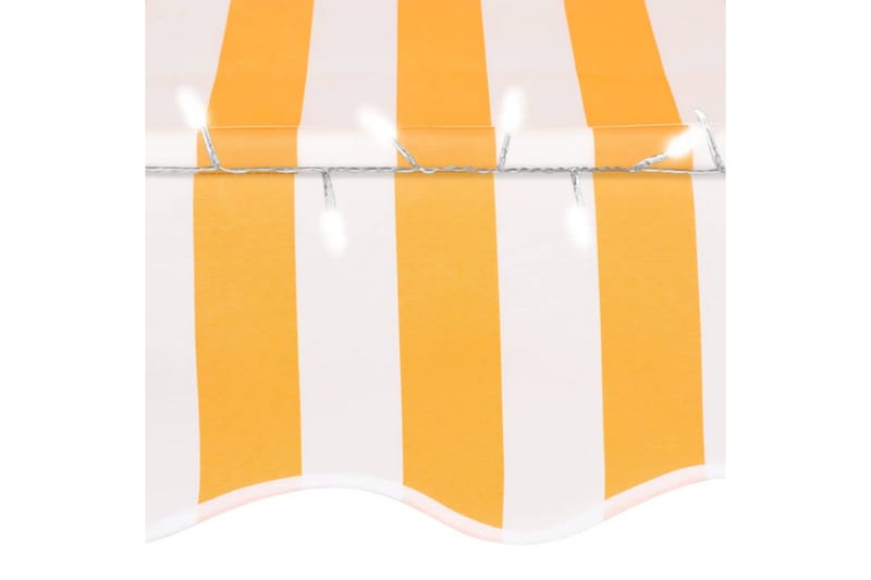 Manuell uttrekkbar markise med LED 400 cm hvit og oransje - Flerfarget - Balkongmarkise - Markiser - Terrassemarkise
