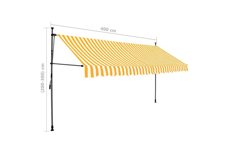Manuell uttrekkbar markise med LED 400 cm hvit og oransje - Flerfarget - Balkongmarkise - Markiser - Terrassemarkise