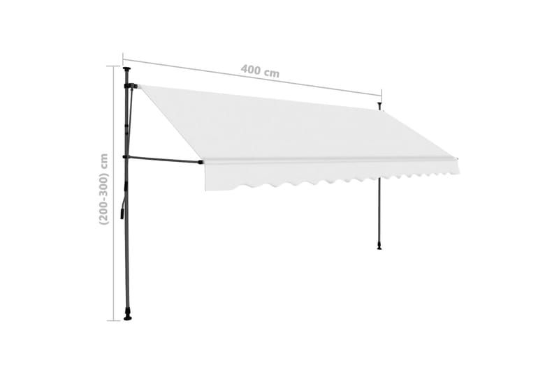 Manuell uttrekkbar markise med LED 400 cm kremhvit - Krem - Hagemøbler - Solbeskyttelse - Markiser - Balkongmarkise