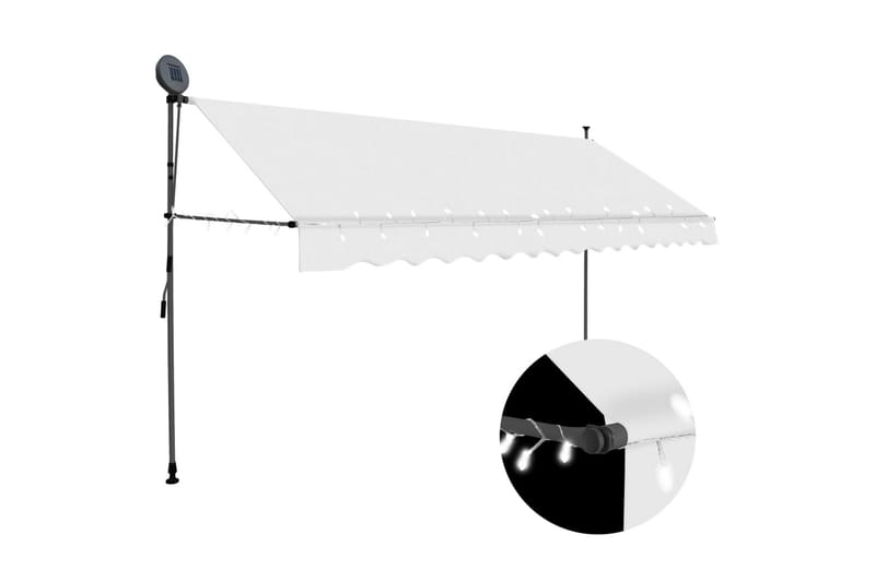 Manuell uttrekkbar markise med LED 400 cm kremhvit - Krem - Hagemøbler - Solbeskyttelse - Markiser - Balkongmarkise