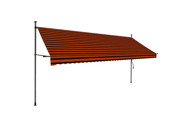 Manuell uttrekkbar markise med LED 400 cm oransje og brun - Flerfarget - Balkongmarkise - Markiser - Terrassemarkise