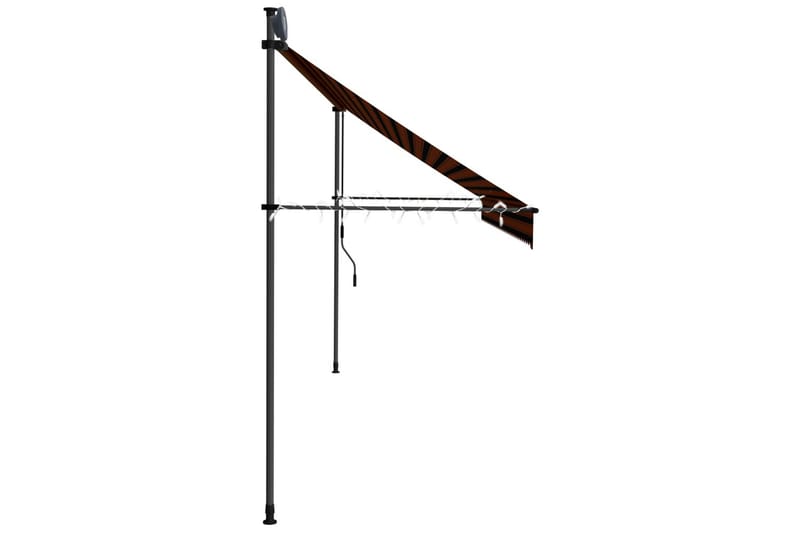 Manuell uttrekkbar markise med LED 400 cm oransje og brun - Flerfarget - Hagemøbler - Solbeskyttelse - Markiser - Balkongmarkise
