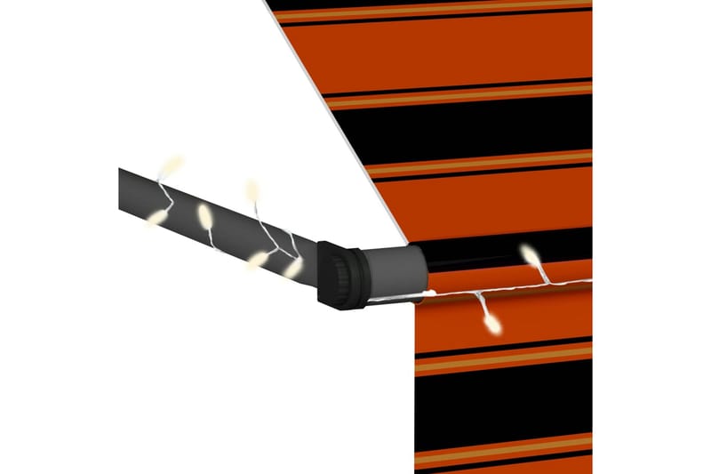 Manuell uttrekkbar markise med LED 400 cm oransje og brun - Flerfarget - Balkongmarkise - Markiser - Terrassemarkise