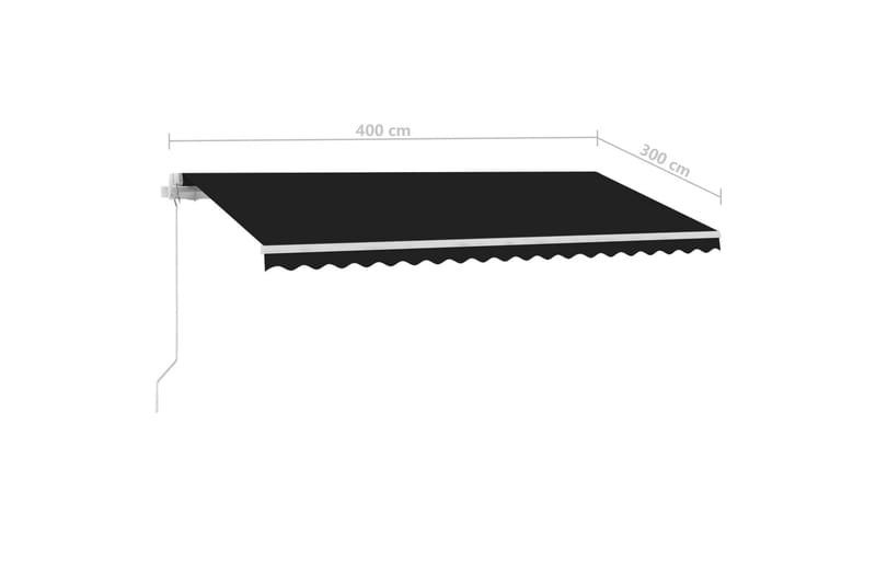 Manuell uttrekkbar markise med LED 400x300 cm antrasitt - Antrasittgrå - Balkongmarkise - Markiser - Terrassemarkise