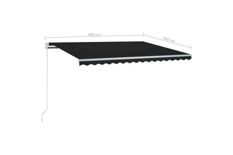Manuell uttrekkbar markise med LED 400x300 cm antrasitt - Antrasittgrå - Hagemøbler - Solbeskyttelse - Markiser - Balkongmarkise