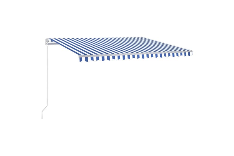 Manuell uttrekkbar markise med LED 400x300 cm blå og hvit - Blå - Hagemøbler - Solbeskyttelse - Markiser - Balkongmarkise
