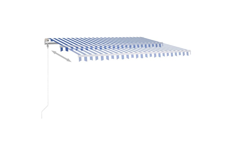 Manuell uttrekkbar markise med LED 400x300 cm blå og hvit - Blå - Balkongmarkise - Markiser - Terrassemarkise